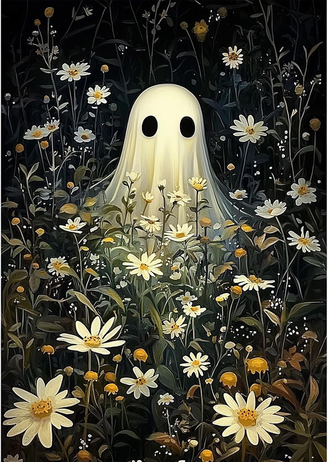 Ghost & Halloween Flower 5D Diamond Painting Kit 12x16” – Full