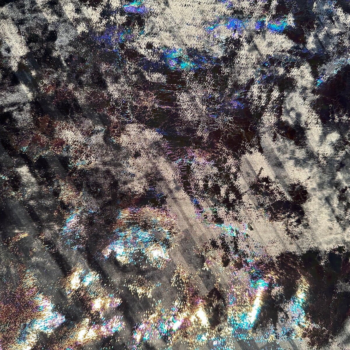 1 Yard Oil Slick Velvet Foil Polyester Spandex Fabric 54 Inch Wide