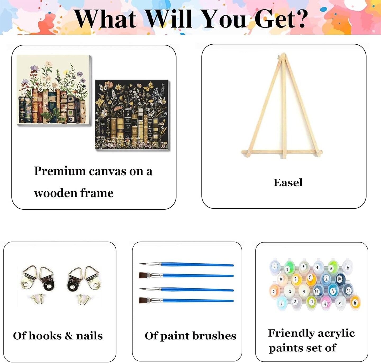 2-Pack Paint by Numbers Kit for Adults – Framed DIY Acrylic & Oil Painting Set, Beginner-Friendly Wall Art for Home & Office Décor, 25x25 cm