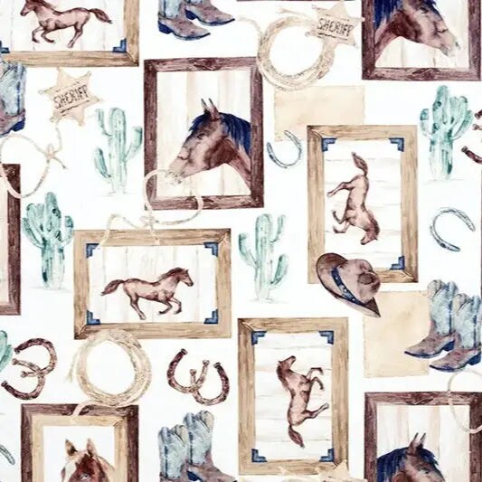 Multi Natural Old West Digital Cuddle Fabric per yard