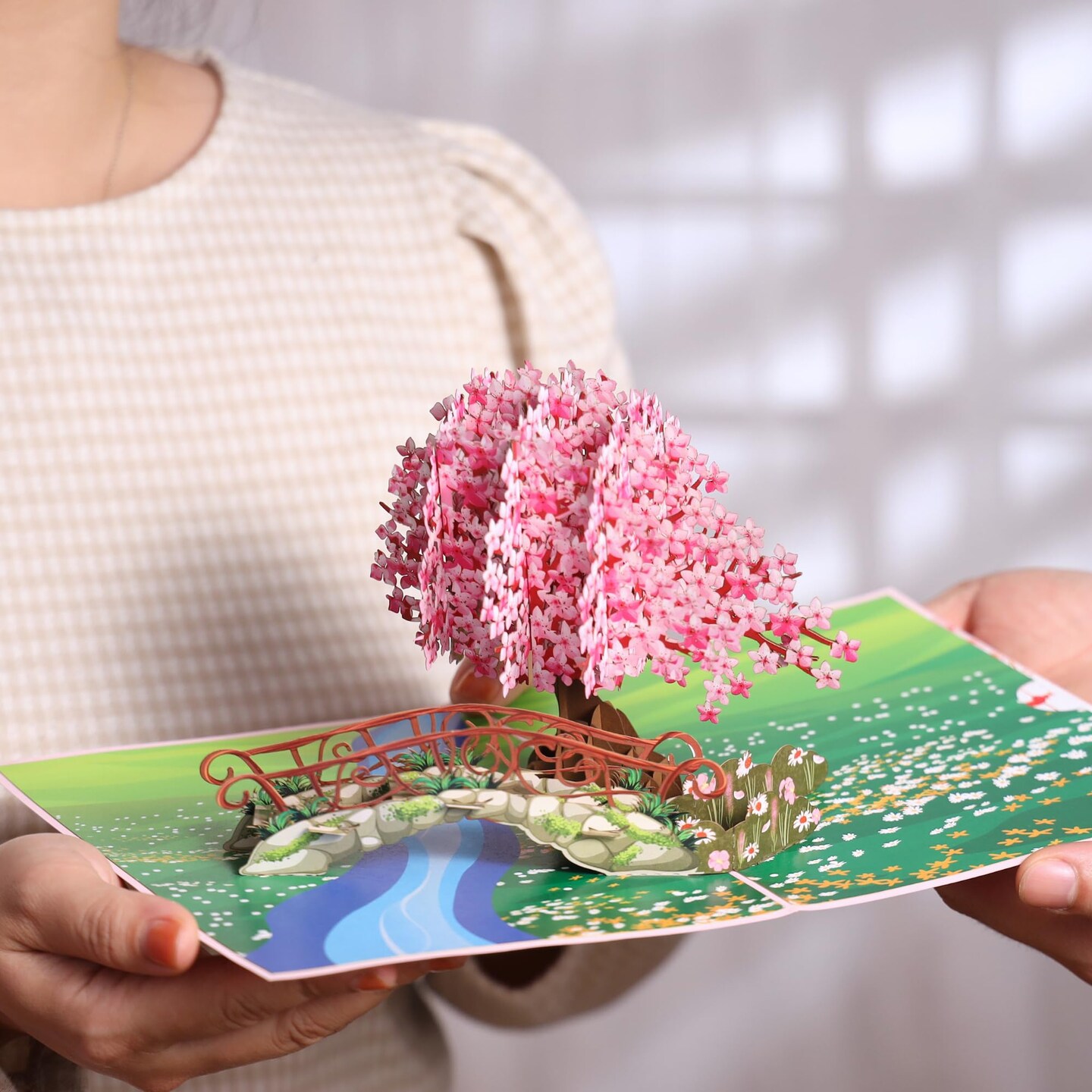Pop Up Flower Birthday Cards, Cherry Blossom Tree 3D Pop Up Birthday Cards, Thank You Card 6x 8", Anniversary Card, Mother's Day Card, Valentines Card All Occasion for Women, Wife, Mom, Grandma, Her