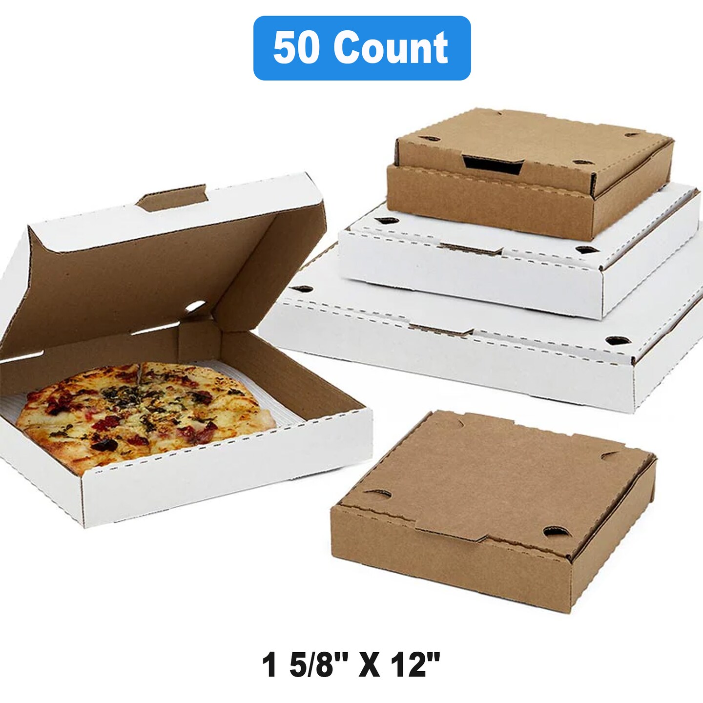 Durable White Pizza Boxes 10&#x22; x 10&#x22; x 1.625&#x22;