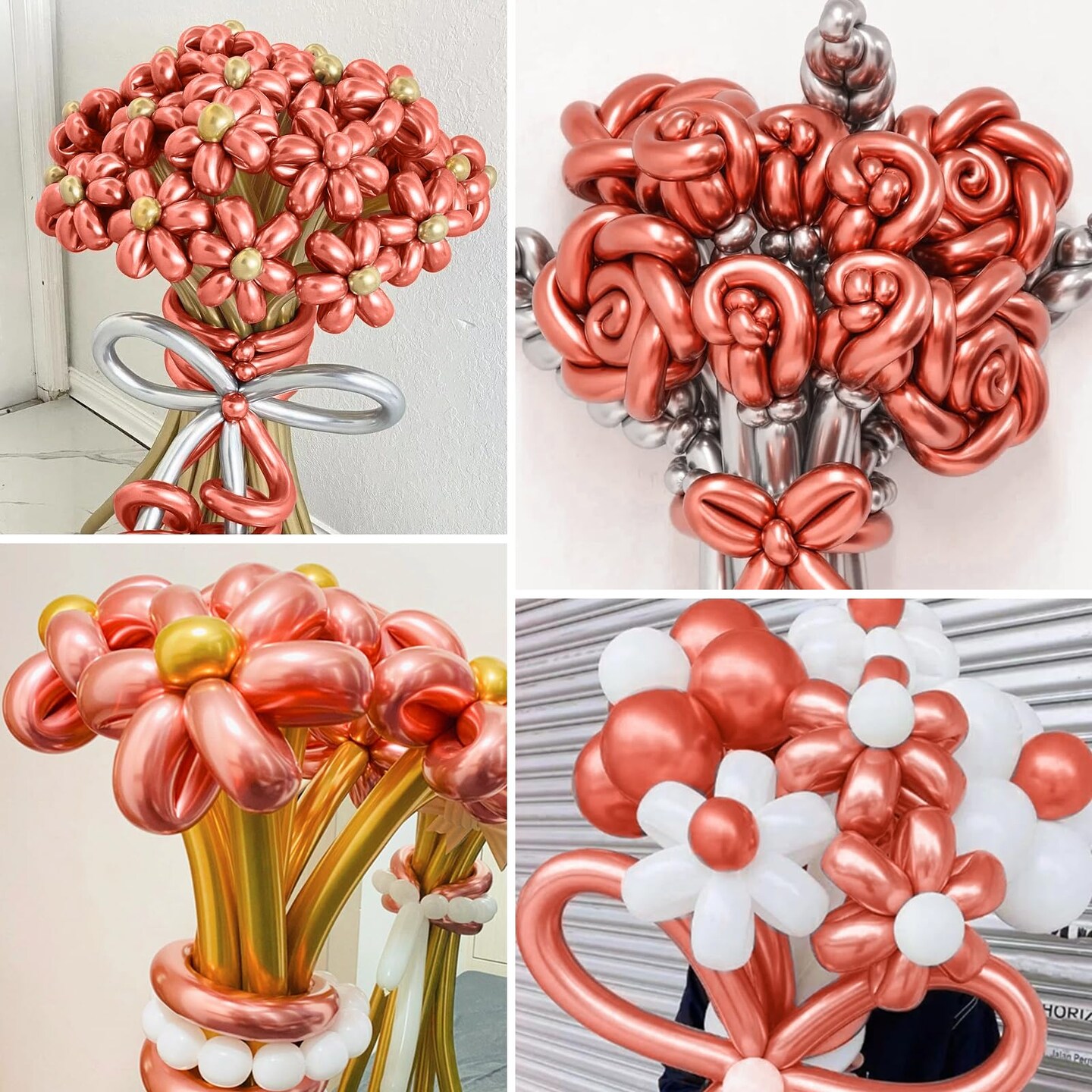 Rose Gold 260 long balloons 100 Pack Metallic Rose Gold Twisting Animal Balloons Modeling Long Magic Balloons for DIY Animal Model Wedding Birthday Festival Party Decorations(Metallic Rose Gold)