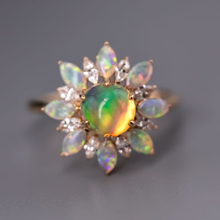 My Shining Star - 1.54ct Fire Opal Marquise Cut Diamond Engagement Ring 18k Gold product 4