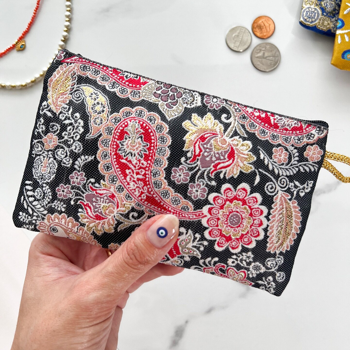 Small fabric coin purse best sale