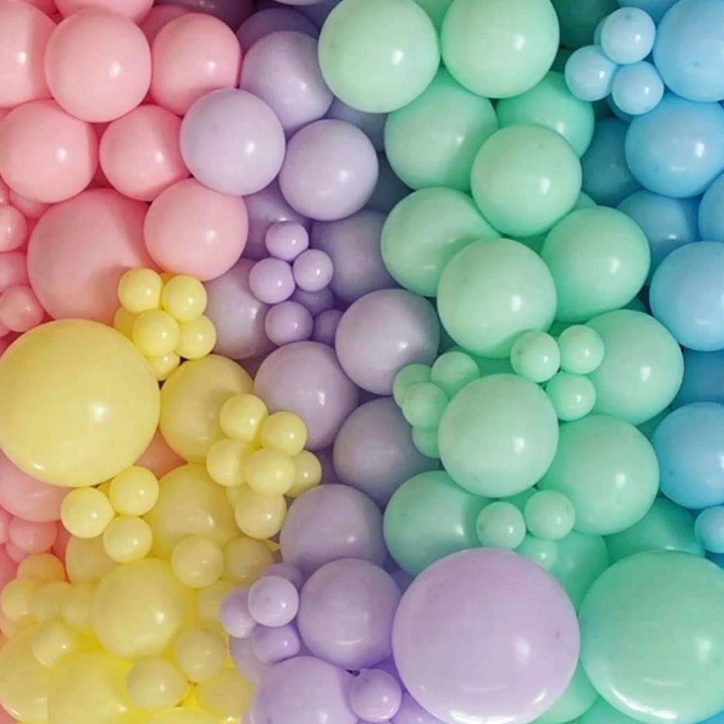 Bezente Pastel Balloons Latex Party Balloons, 100 Pack 12 inch Round Helium Multicolor Macaron Balloons for Birthday Rainbow Party Baby Shower Wedding Decorations