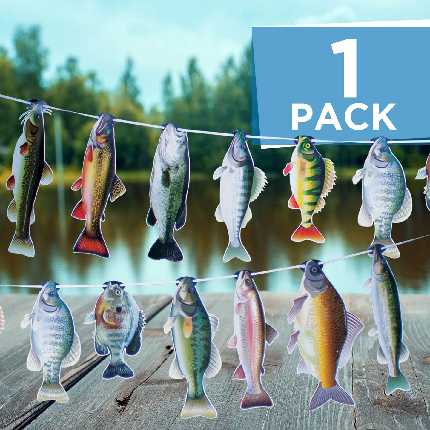 Havercamp Gone Fishin String Hanging Banner for Fish Fry, Bass Fishing, Freshwater Pond &#x26; Salt Water Tournament Fishing Decorations