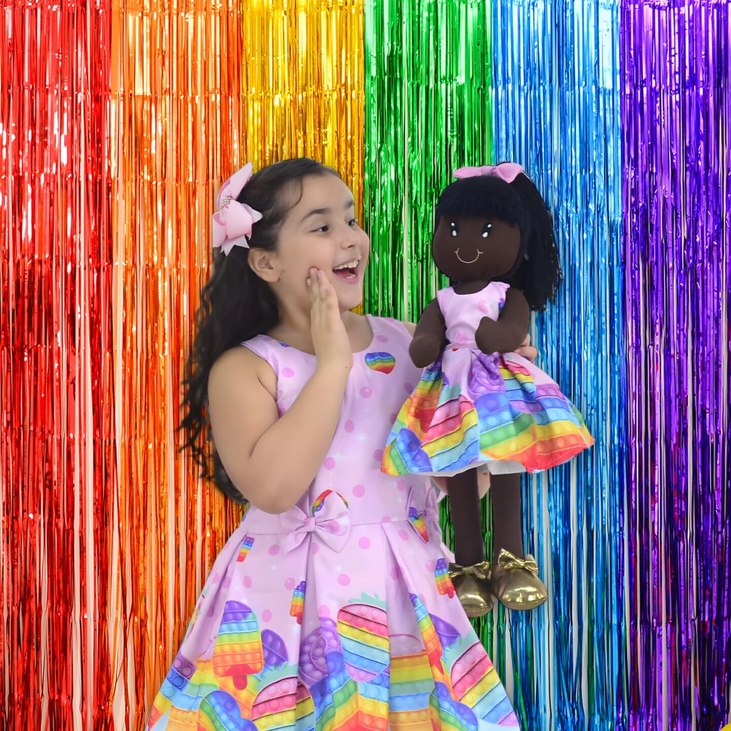 LOLStar Rainbow Foil Fringe Curtains, 2 Pack Rainbow Party Decorations 3.3x6.6ft Tinsel Metallic Streamers Holiday Photo Booth Props Backdrop for Birthday Wedding Engagement Bridal Shower Unicorn