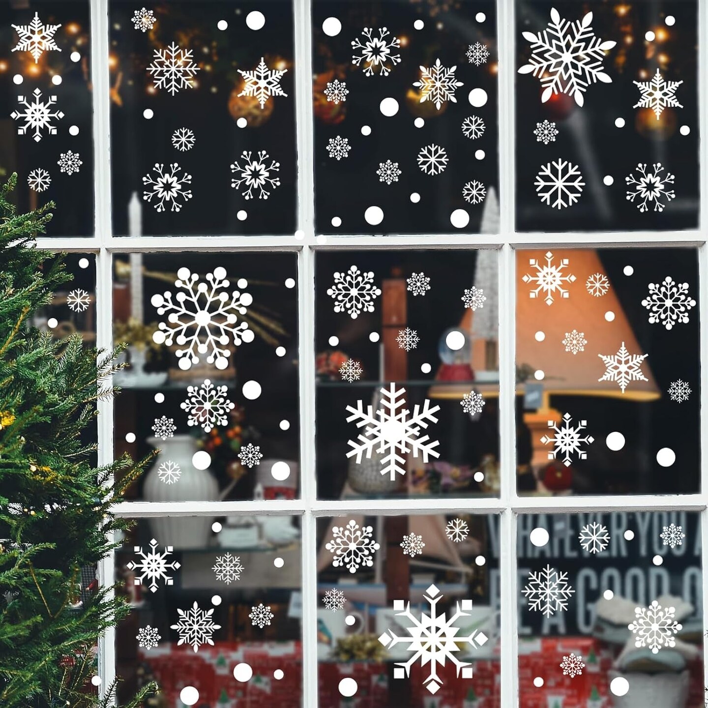 Christmas Decorations 480 Pcs Snowflakes Window Clings 8 Sheets Snowflakes Decor Double-Sides Christmas Window Glass Stickers Decals for Home Party Supplies