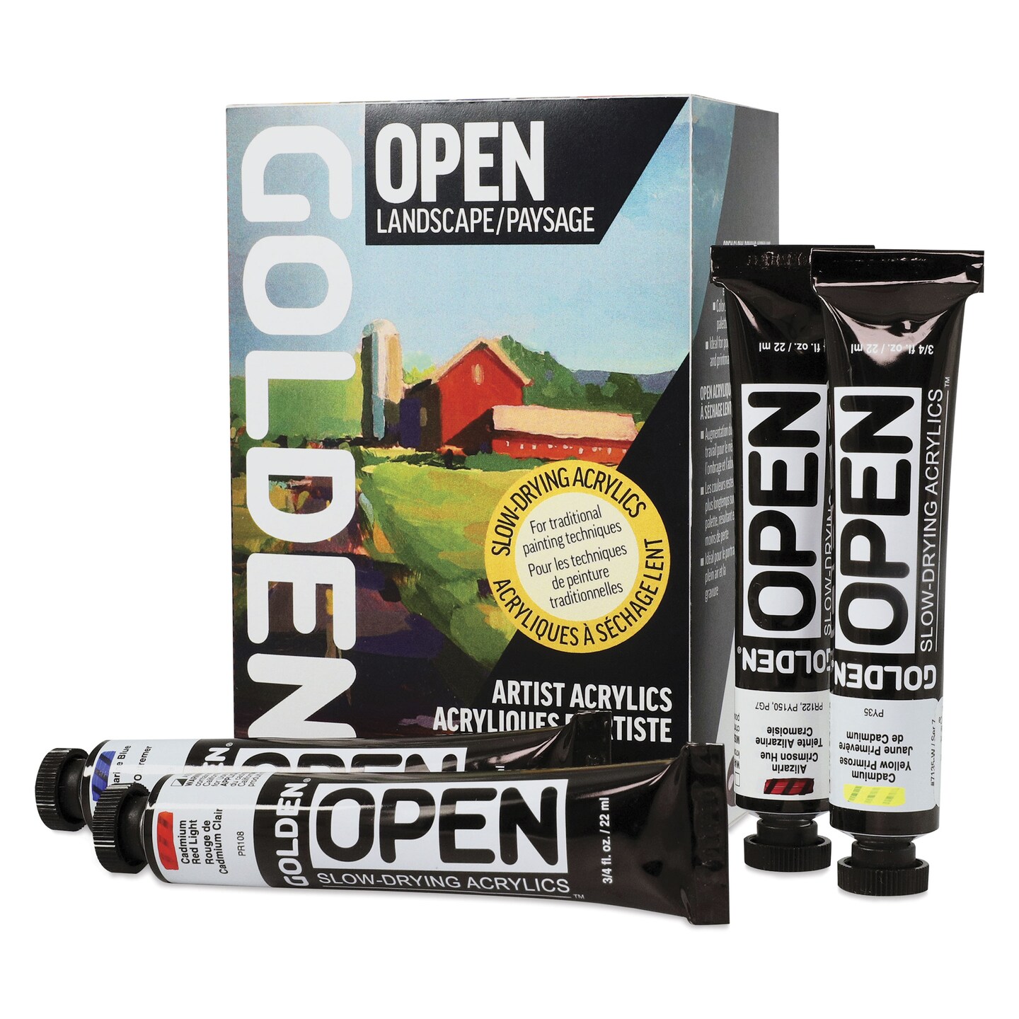 Golden Open Acrylics - Landscape Colors, Set of 7 with Thinner, 22 ml