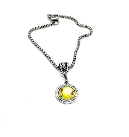 Softball Cabochon Pendant Charm Bracelet, Softball Mom, Softball Player,  Wife, Gift For Her, Softball Cabochon, Sports Mom, Team Mom, Coach