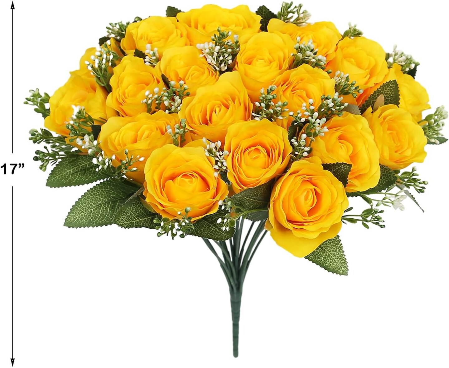 Cemetery Flowers 18 Yellow Silk Memorial Rose Flower (Yellow) 14"D x 14"W x 17"H