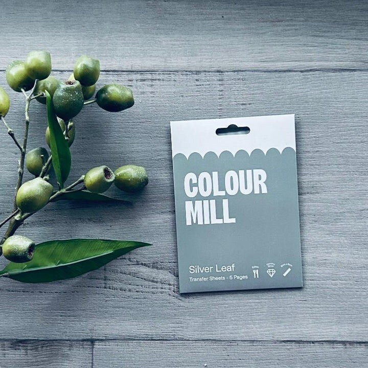 Pack of 5 Colour Mill Edible Silver Leaf Genuine Silver Transfer Sheets 8cm x 8cm