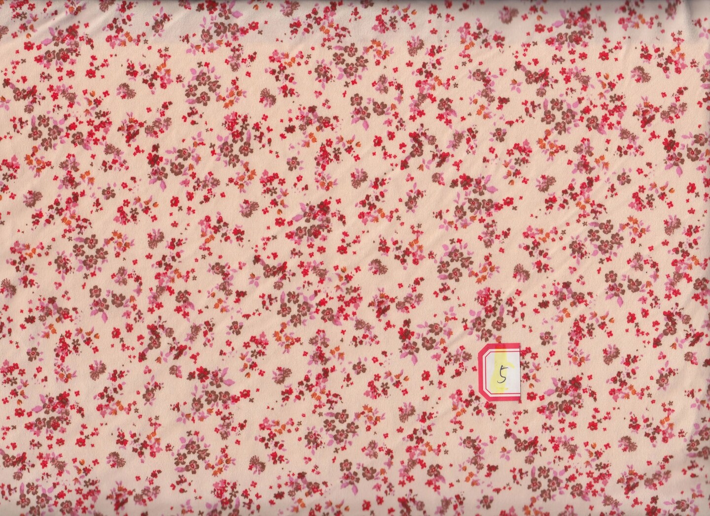 1 Yard Sand & Red Ditsy Floral Brushed DTY Knit Fabric Soft Stretch 58/60" Wide