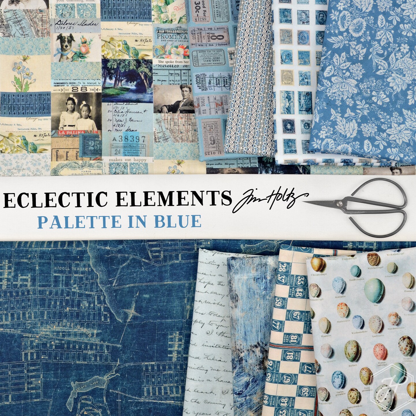Tickets in Blue (pwth282.blue) | Eclectic Elements Palette in Blue | Tim Holtz | Free Spirit