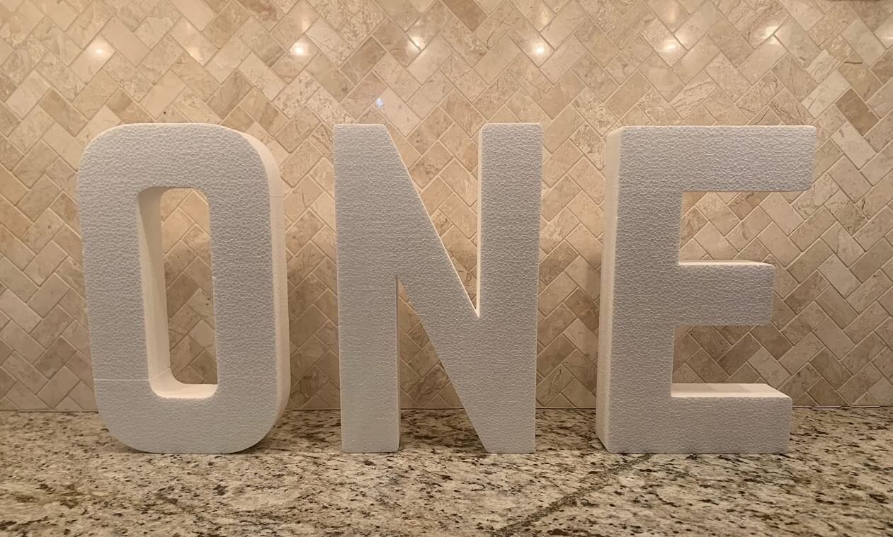 1 Count ONE Painted Black Foam Letters Jumbo Party Decor Customizable Craft Letters 24"