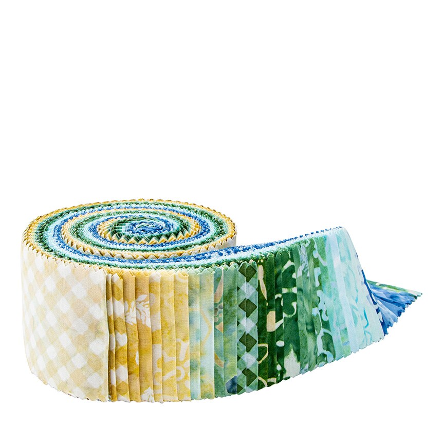 Expressions Batiks 2.5&#x22; Strip Roll (Jelly Roll / Rolie Polie) in Watercolor Daisies by Beverly McCullough for Riley Blake (RP-23246-40)