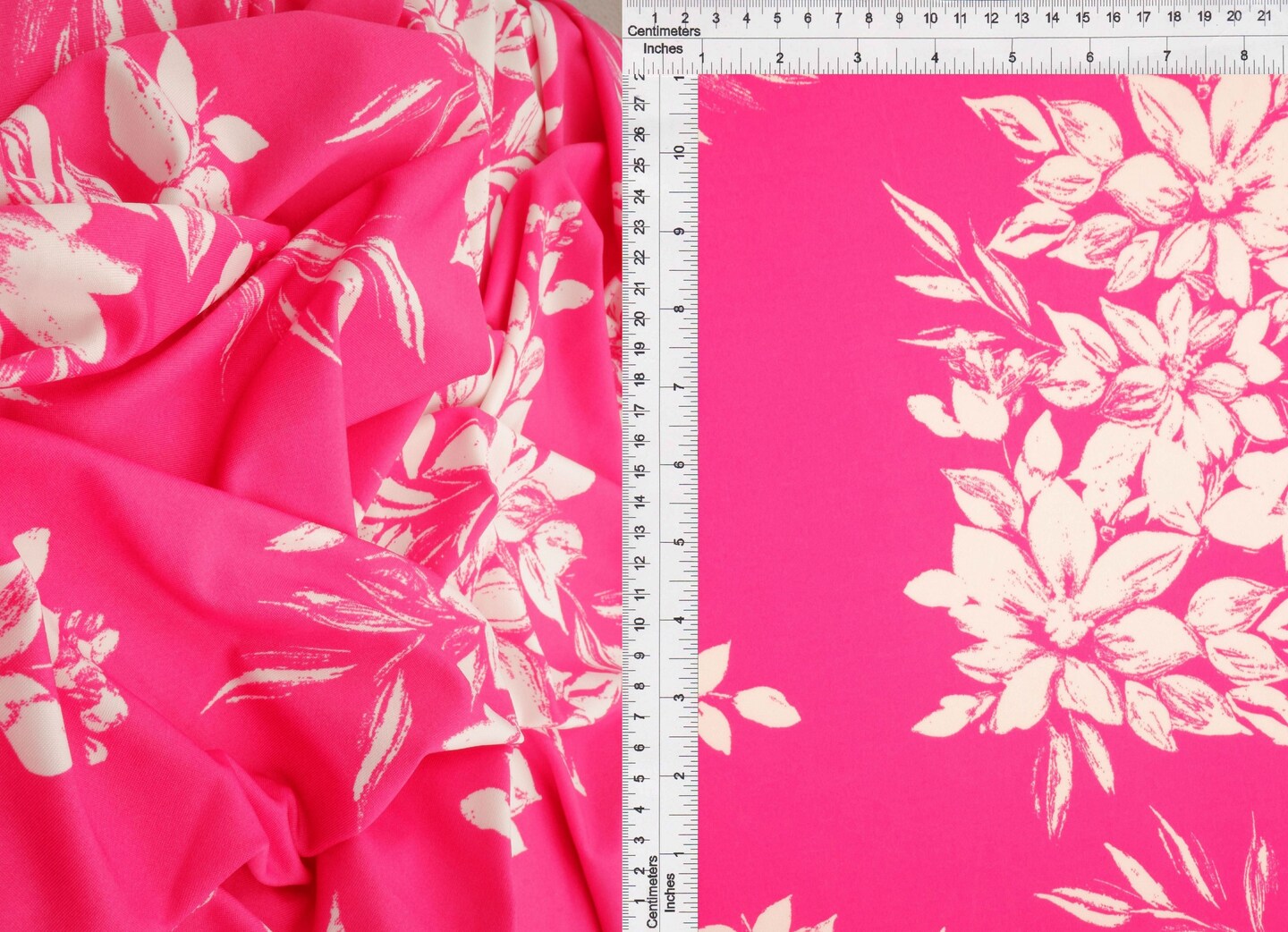 1 Yard DTY Floral Print Fabric Polyester Spandex Blend 58/60" Width