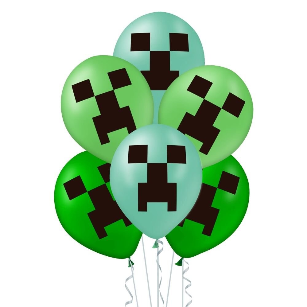 Michaels, Minecraft, 12" Latex Balloons - 8 Balloons/Pack or 96 Balloons/Case – Category: Latex Balloons