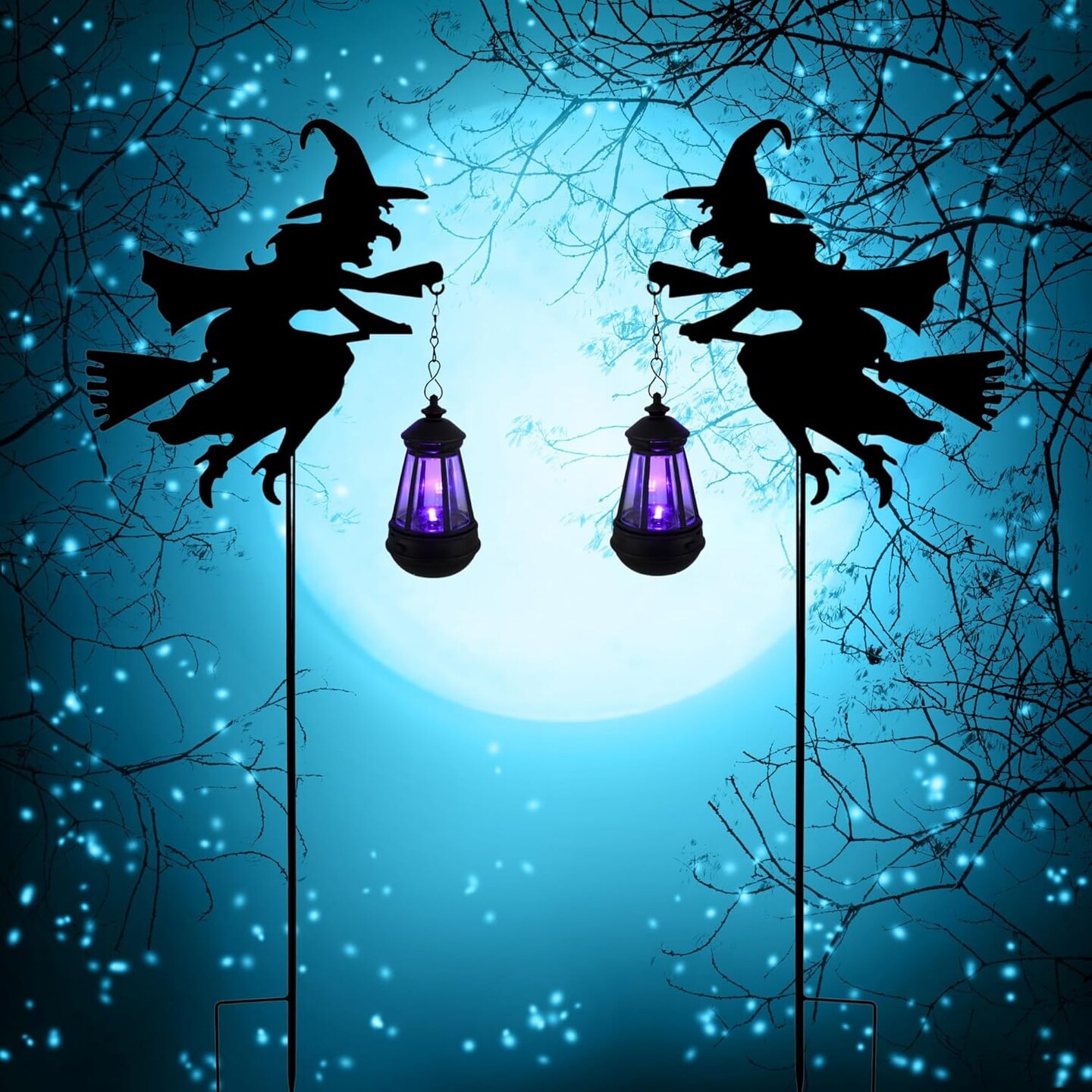 Halloween Decorations Outdoor Witch Solar Lanterns 2 Pack