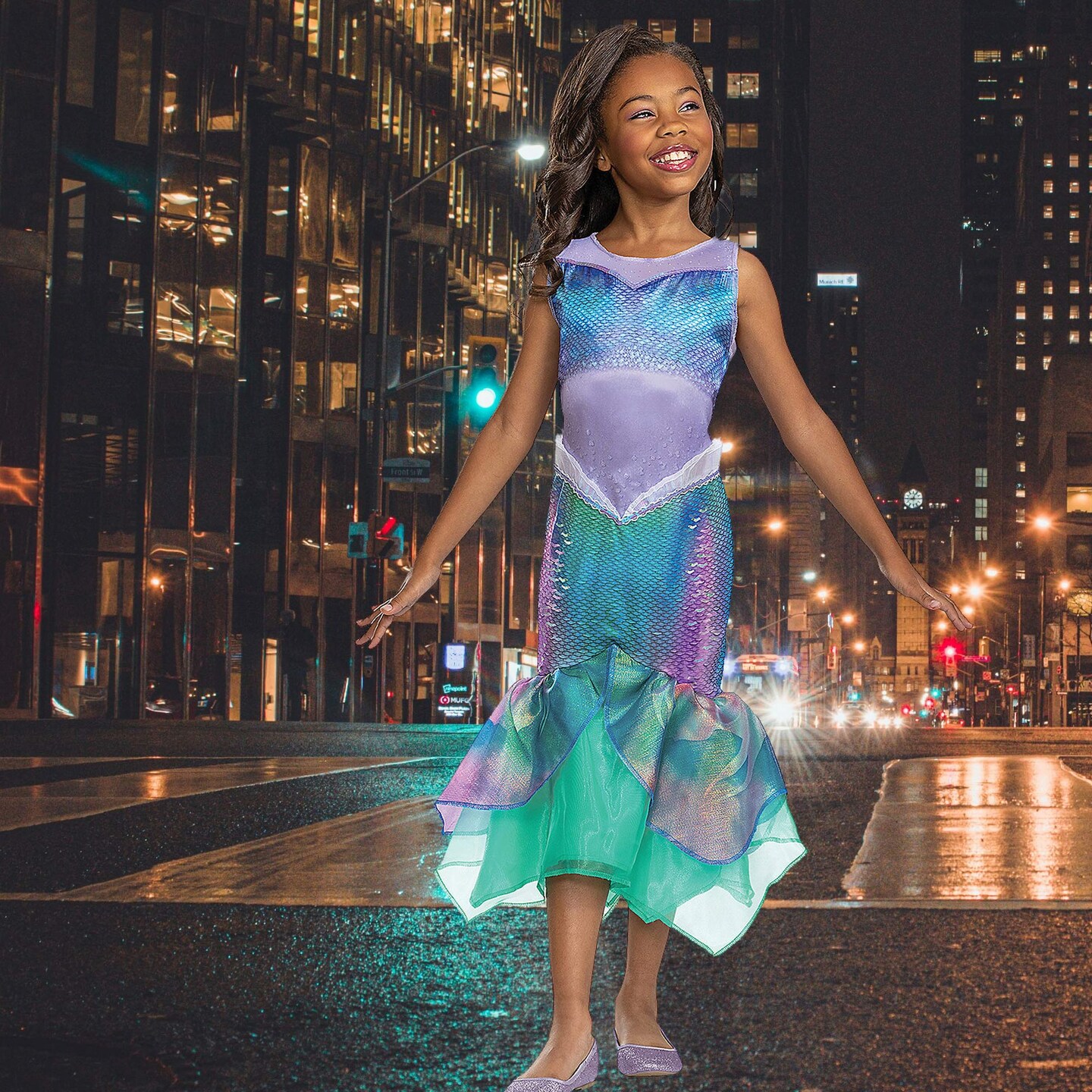 Kids Live Action Ariel Mermaid Costume Shimmery Princess Dress