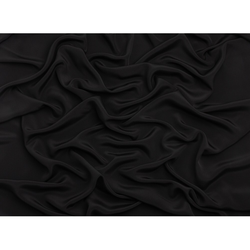 1 Yard Elegant Black Silk Crepe Fabric Luxurious Four Ply for Sewing , 44 Inches Width