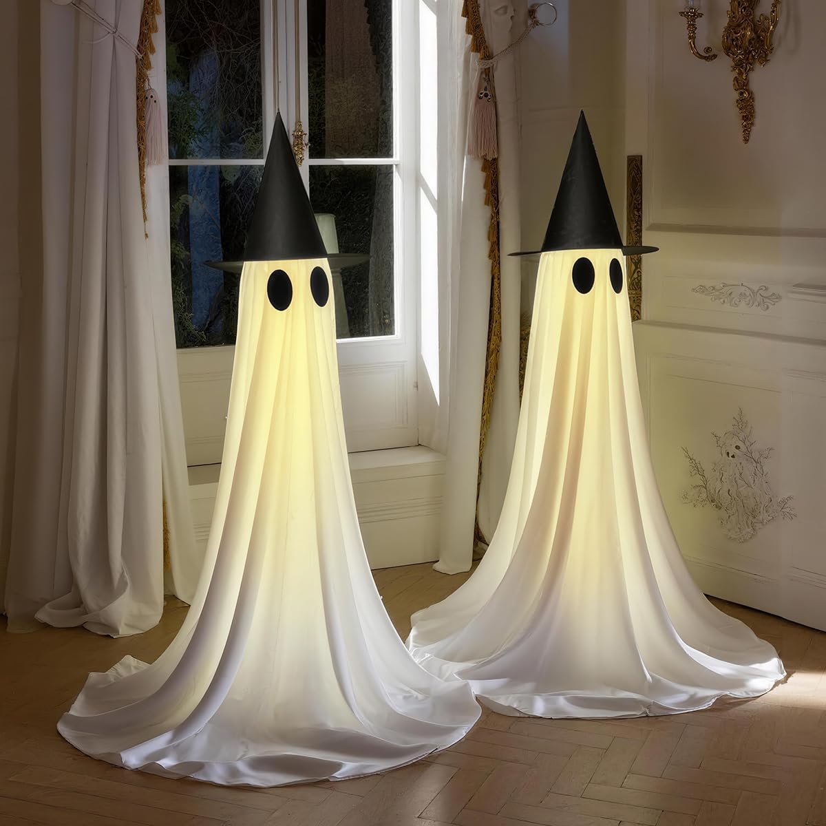 5 FT Ghost Decor with Remote Controlled String Lights USB or Battery Powered