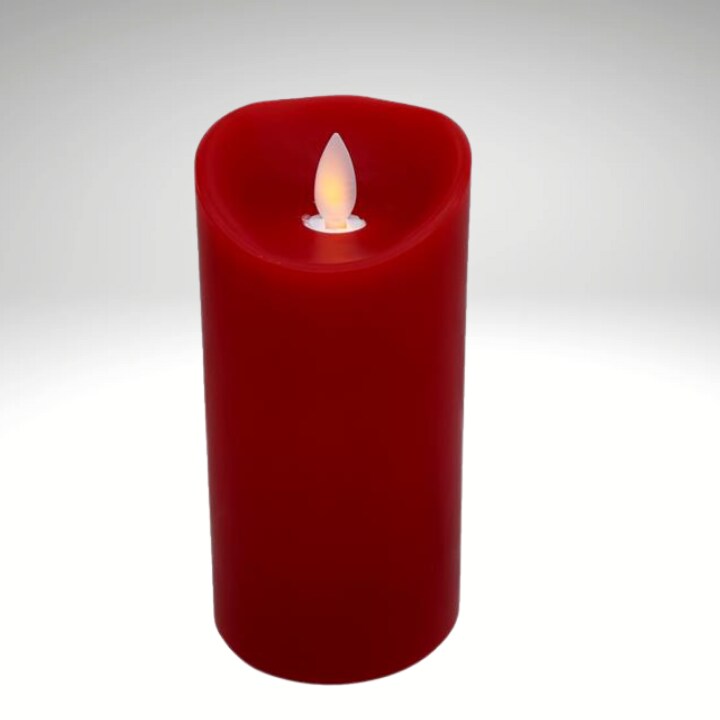 Red Flameless LED Candle 6&#x22;x3&#x22; | Battery Operated Pillar for Holiday Decor-LL599124