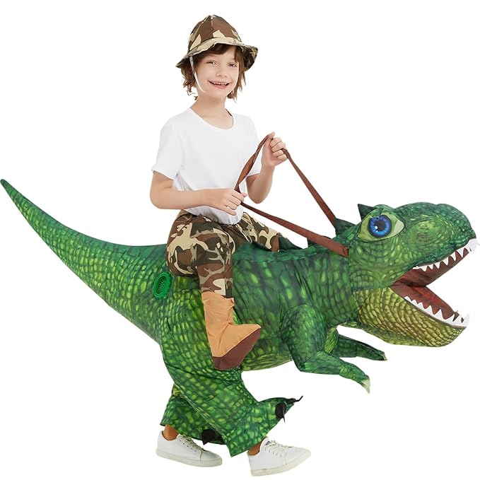 GOOSH Inflatable Dinosaur Halloween Riding Diplodocus Air Costume for Kids and Adults