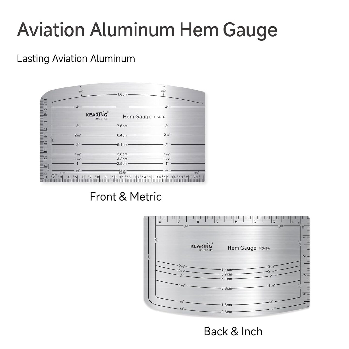 Kearing&#xAE; Aluminium Hot Hem Gauge 4&#x22; x 8&#x22; for Sewing Pattern Alterations, Belts and Waistbands