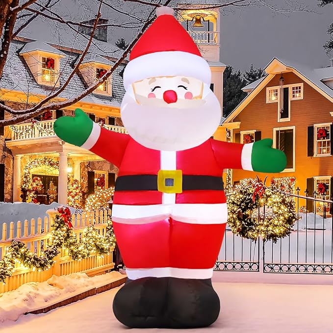 GOOSH 5 FT Christmas Inflatables Santa Claus Standing Santa with Built-in LEDs