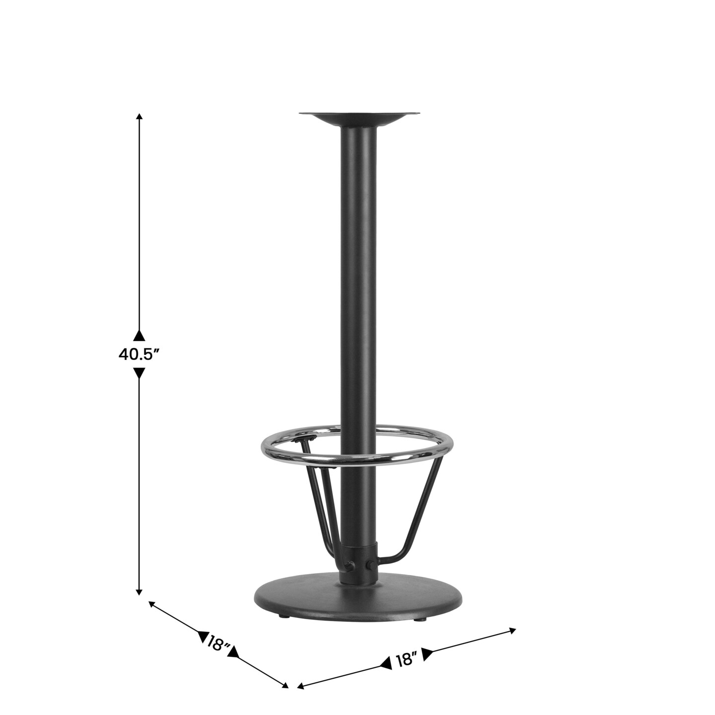 Emma and Oliver 18'' Round Restaurant Table Base with 3'' Dia. Bar Height Column and Foot Ring