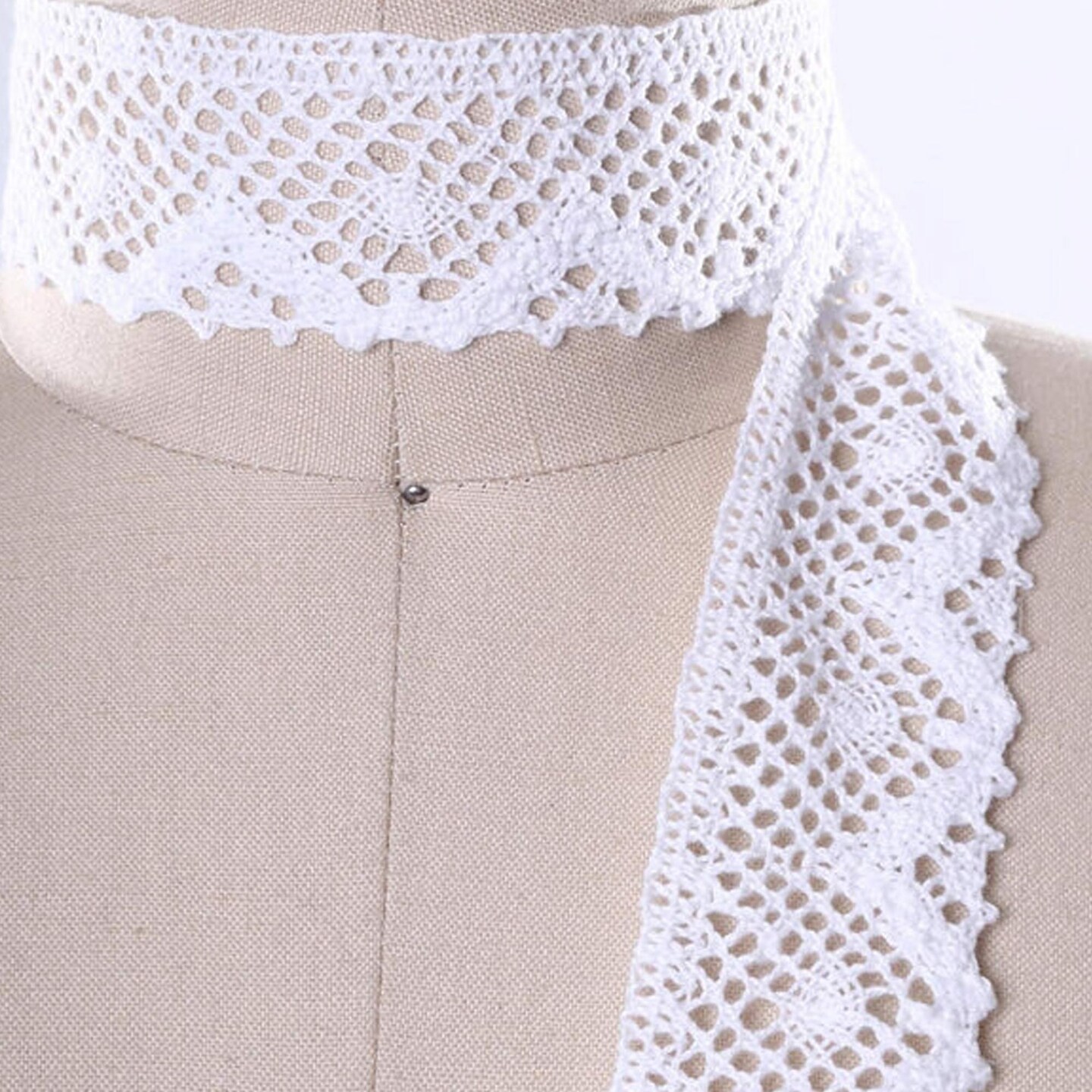 2 Yards White Crochet Cluny Lace Trim 100% Cotton Decorative Sewing Lace