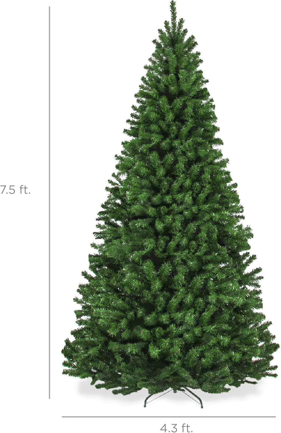 Unlit Artificial Spruce Christmas Tree, Realistic Full Shape with Foldable Metal Base for Indoor Holiday Decor