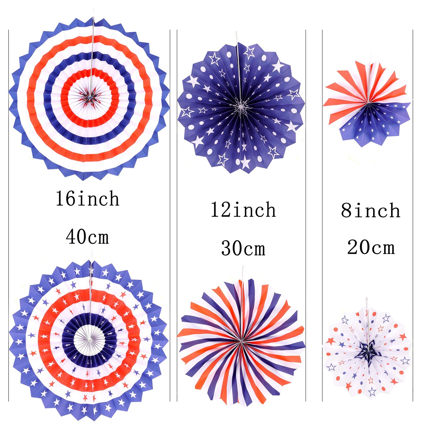 Independence Day Party Hanging Paper Fans Decorations -National Day Patriotic American Theme Birthday Party 4th of July Party Ceiling Hangings Photo Booth Backdrops Decorations, 12pc