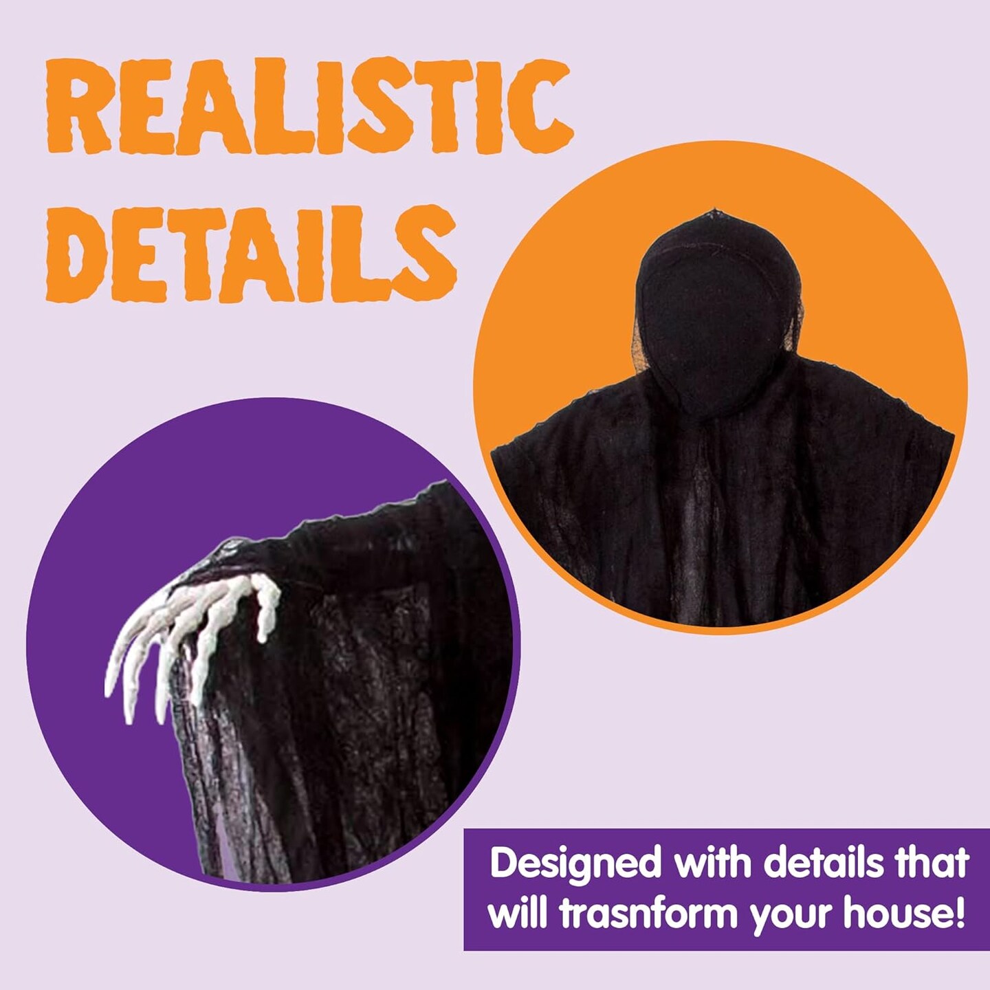 63” Halloween Decorations Outdoor Grim Reaper,Dark Faceless Hanging Ghost