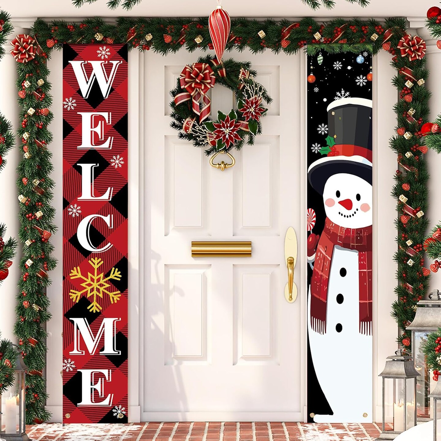 Merry Christmas Door Banner Porch Signs (Snowman)