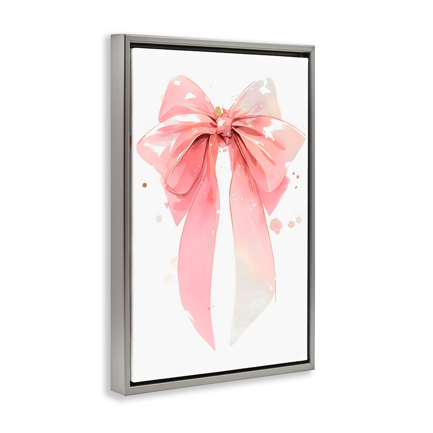 Stupell Industries Modern Elegant Pink Bow Black Framed Floater Canvas Wall Art, design by Creative Studio