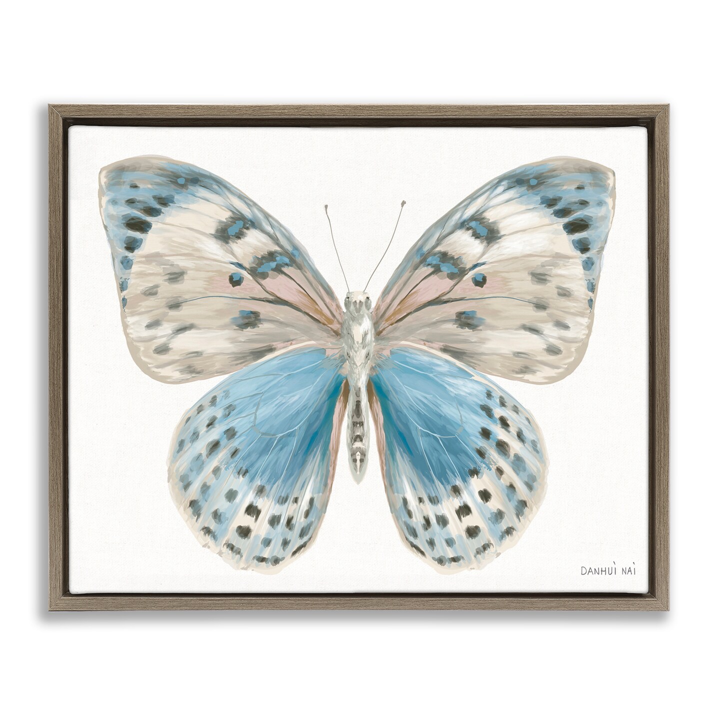 Stupell Industries Blue & White Butterfly Black Framed Floater Canvas Wall Art, design by Danhui Nai
