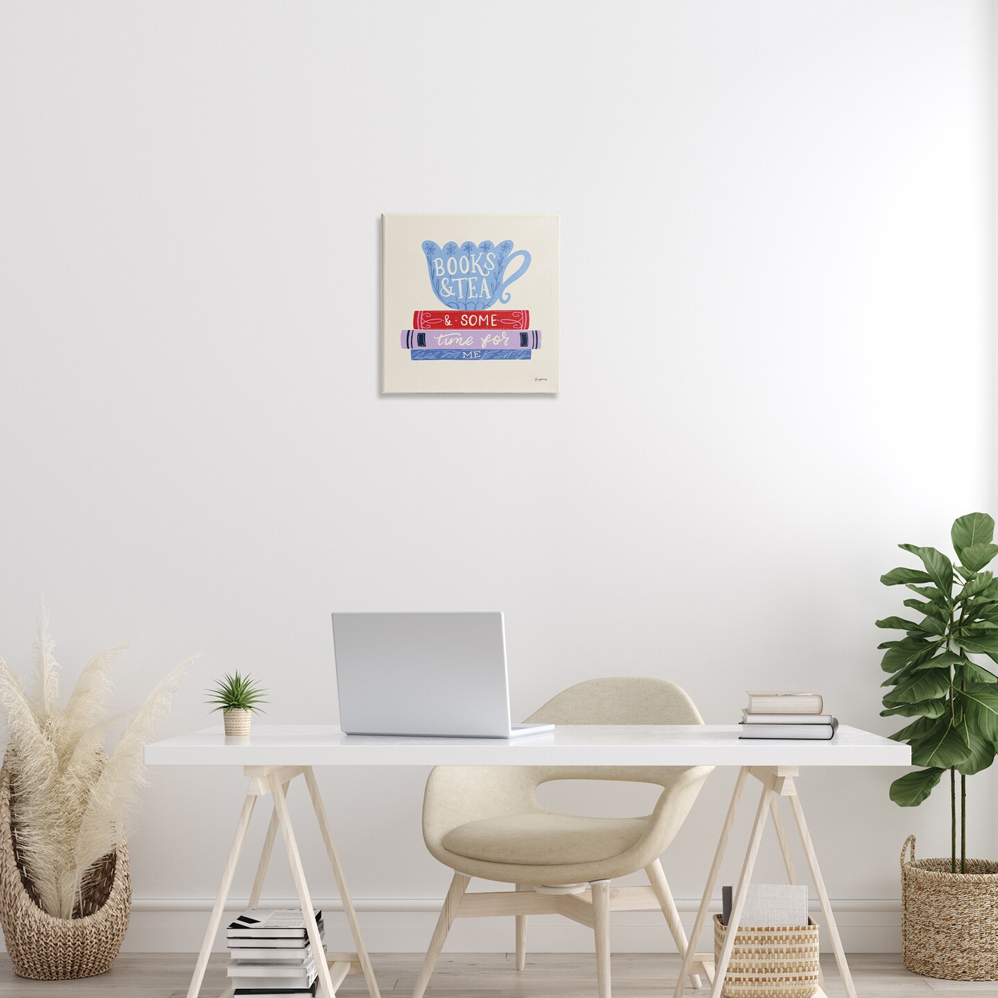 Stupell Industries Books Tea Time For Me Canvas Wall Art, design by Becky Thorns