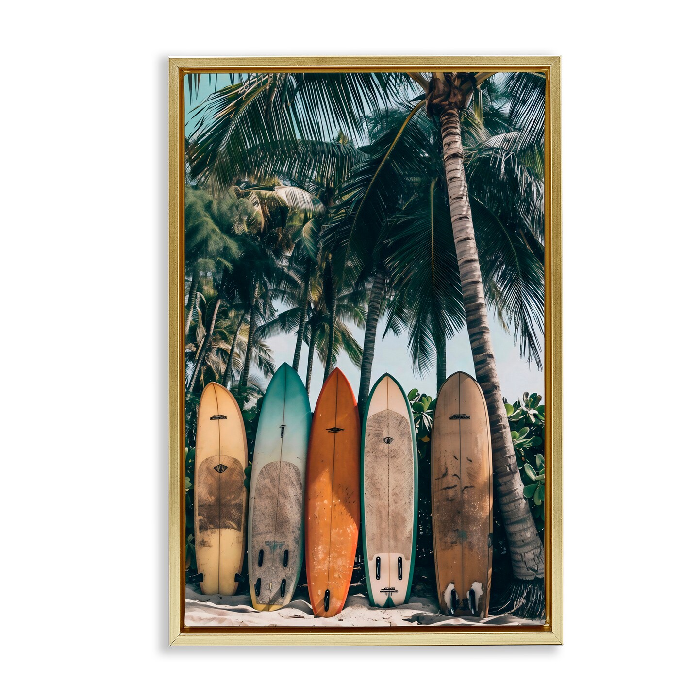 Stupell Industries Vintage Surfboard Lineup Black Framed Floater Canvas Wall Art, design by LSR Design Studio