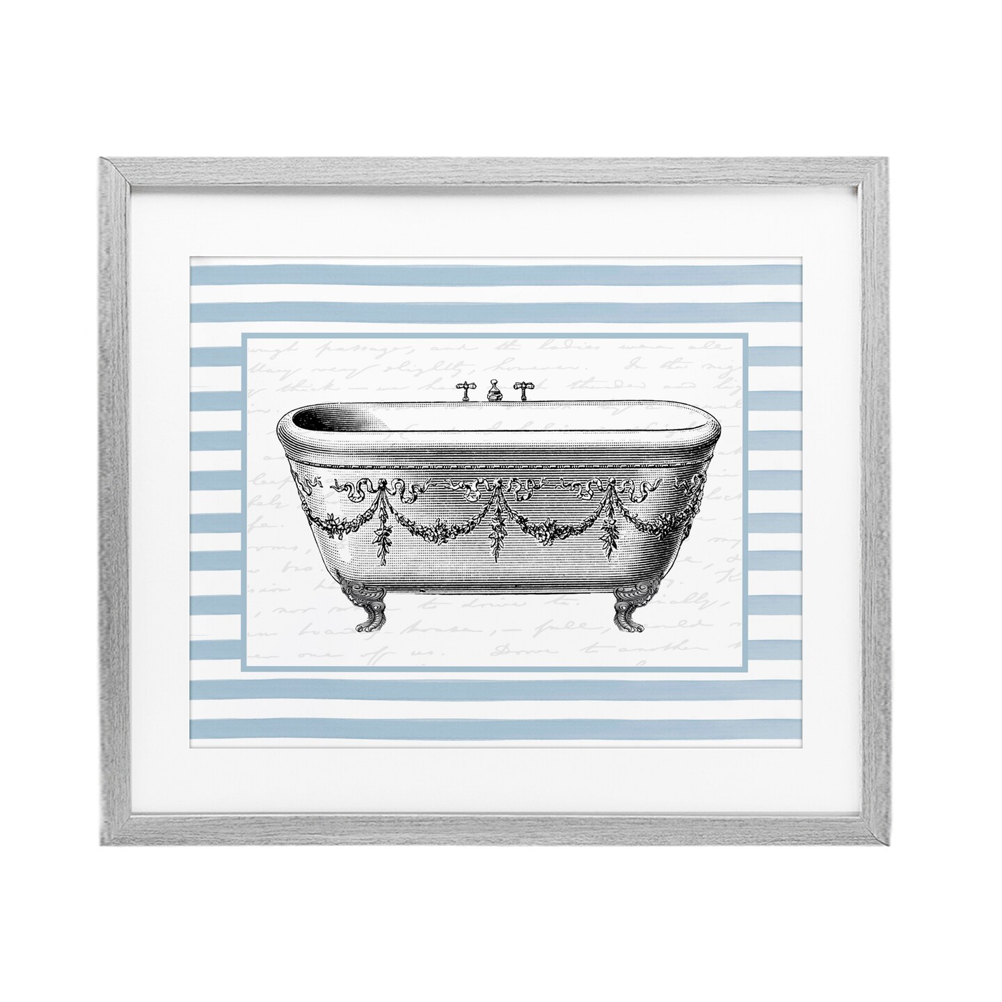 Stupell Industries Ornate Vintage Tub on Stripes Black Framed Print Under Glass, design by Lettered and Lined