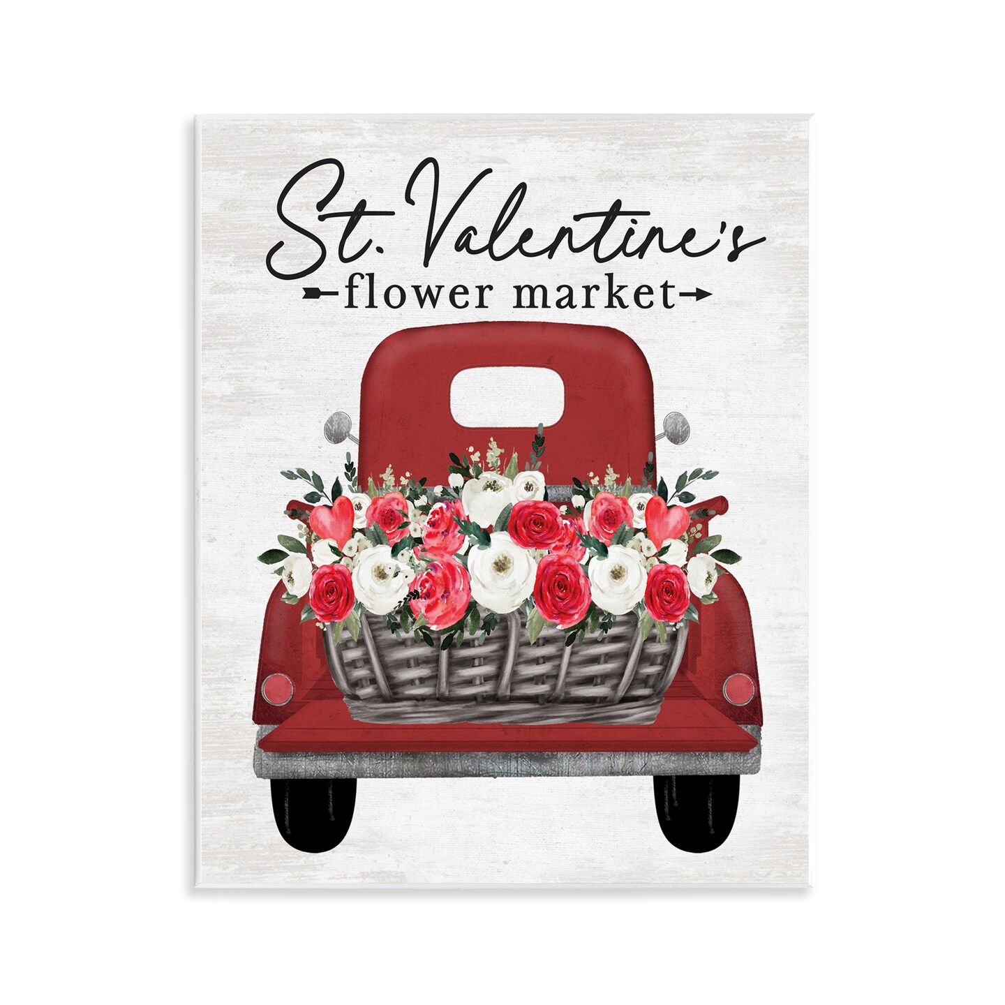 Stupell Industries St. Valentine's Flower Market Truck Wall Plaque Art, design by Lettered and Lined