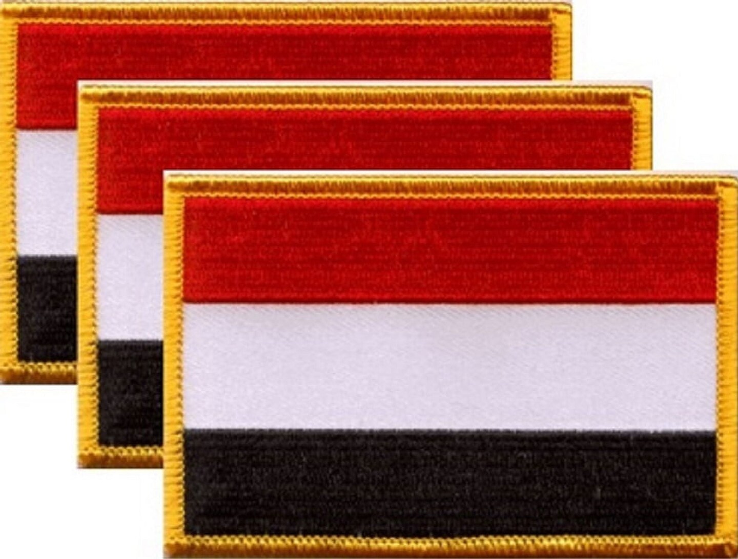 Yemen Flag Patch Set - Pack of 3 Embroidered Iron On or Sew On Emblems. 3.5" x 2.25"