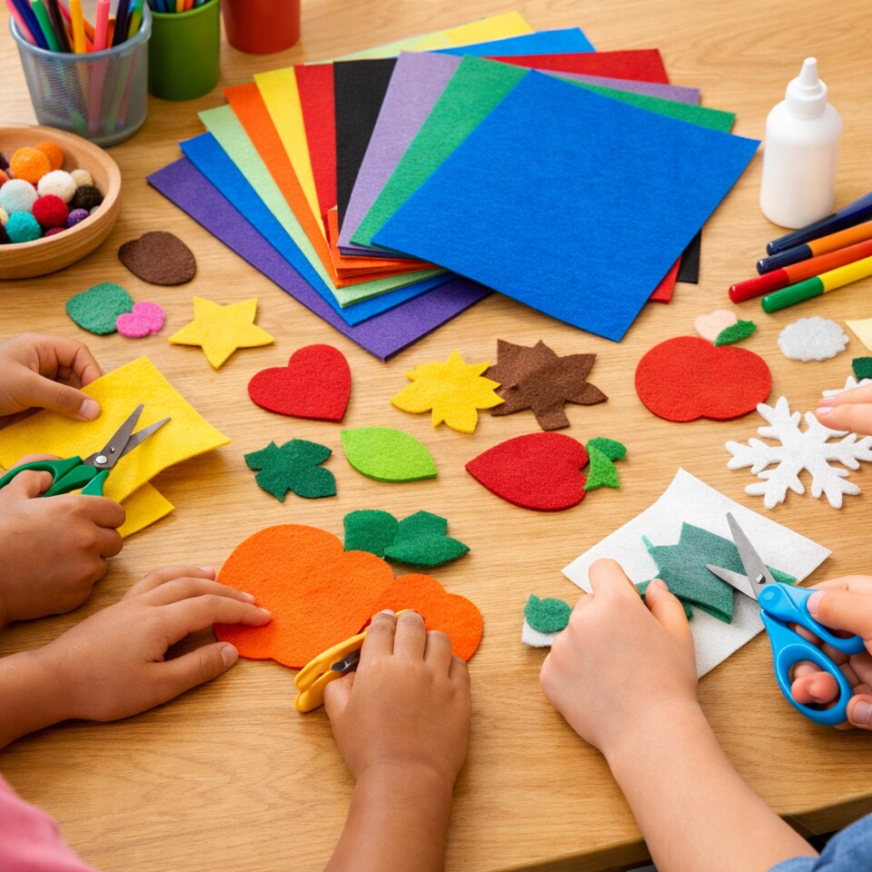 Stiffened Felt Sheets 12" x 18" – Assorted Colors, Durable Craft Felt for Classroom & DIY Projects