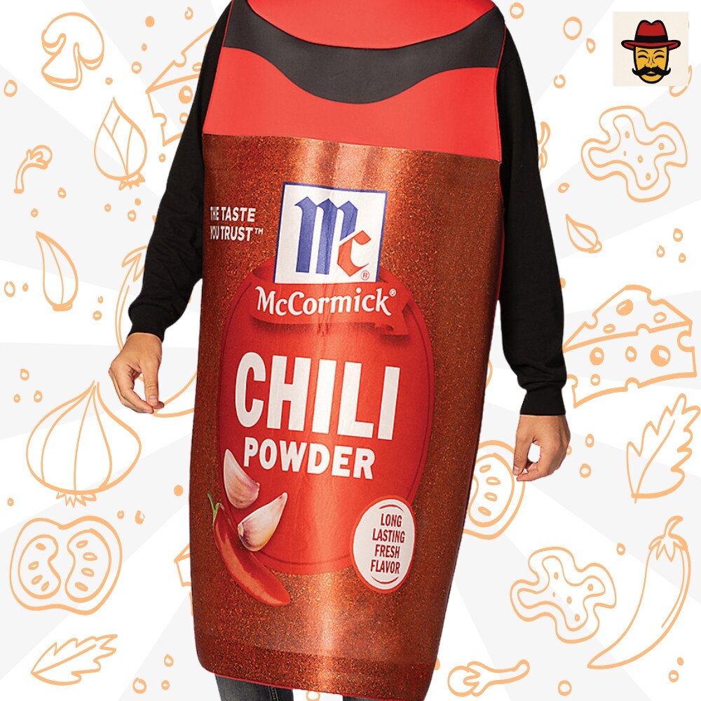 Adults McCormick Chili Powder Spice Costume Funny Food Bottle Look