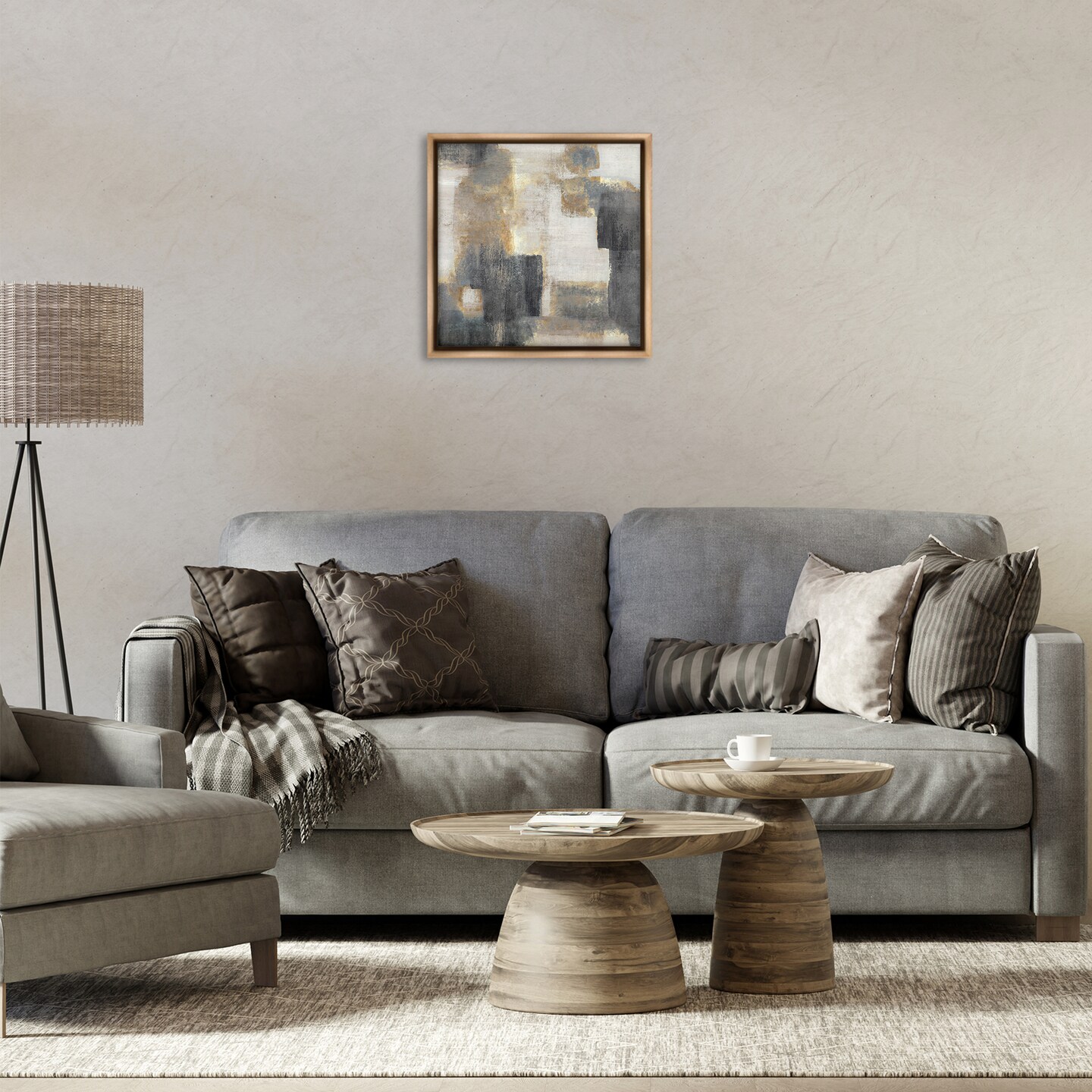 Stupell Industries Rustic Paint Strokes with Glam Undertones Floating Frame By Hannah Dawson