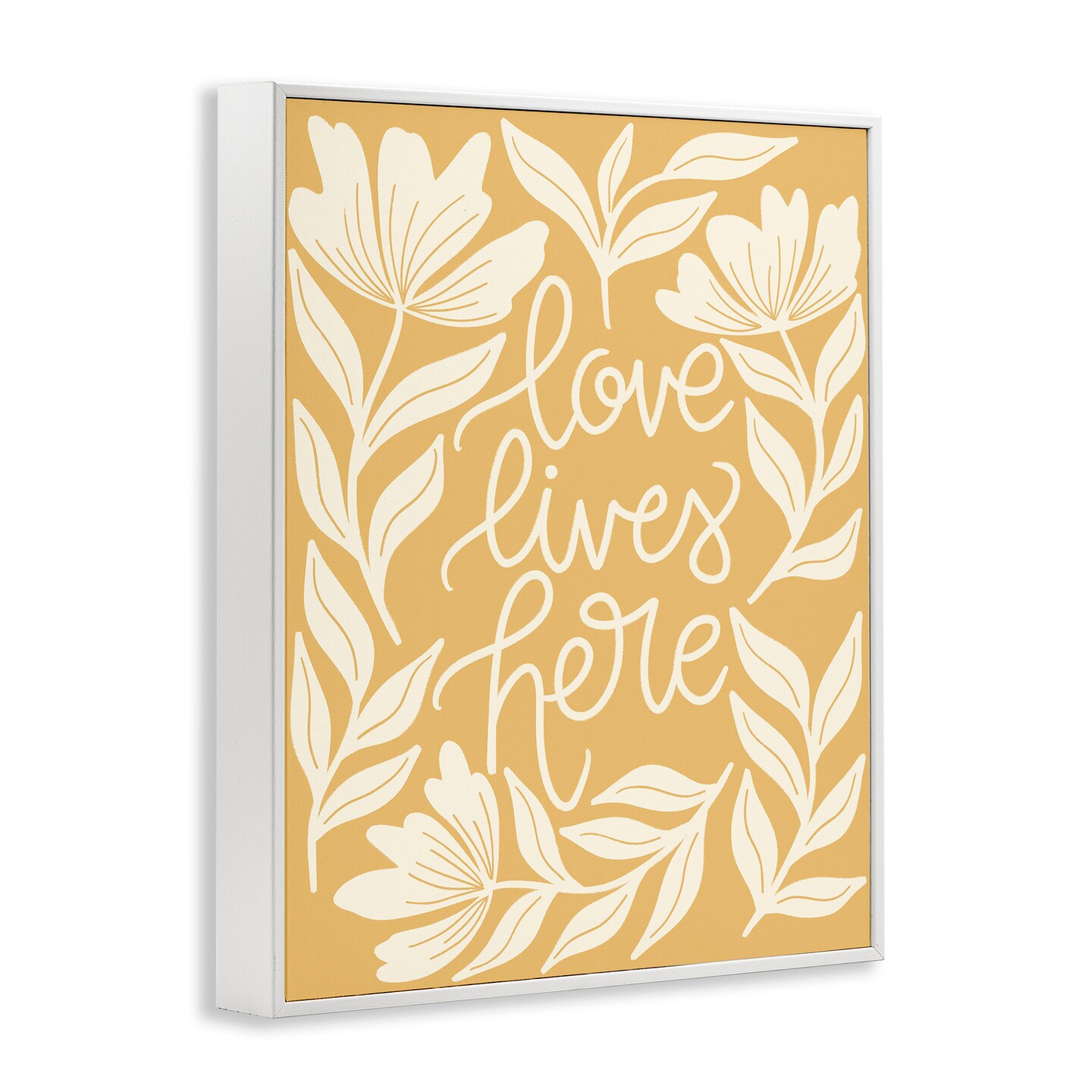 Stupell Industries Love Lives Here Yellow Florals Framed Giclee By Taylor Shannon Designs