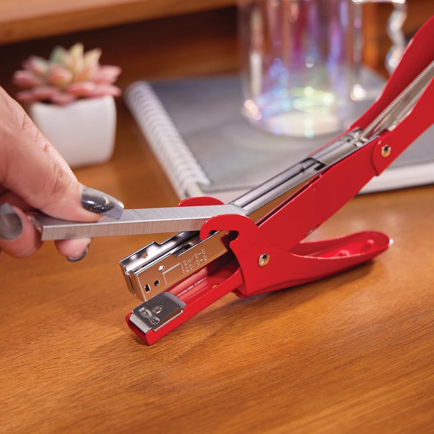 Plier Stapler, Handheld Heavy Duty All Metal Stapler, 25 Sheet Capacity, Jam Free, Vintage Rio Red (S7010159)