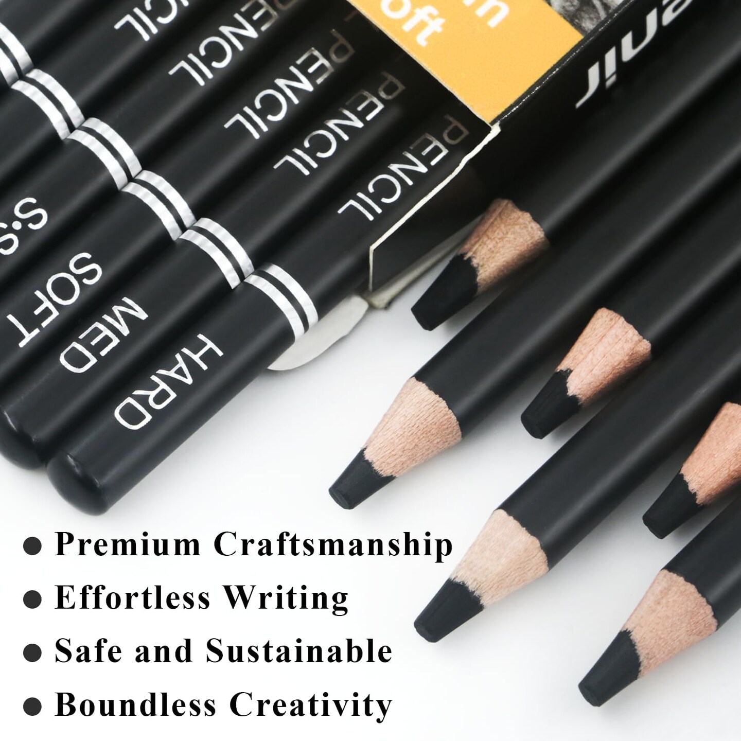Set of 12, Charcoal Drawing Pencils